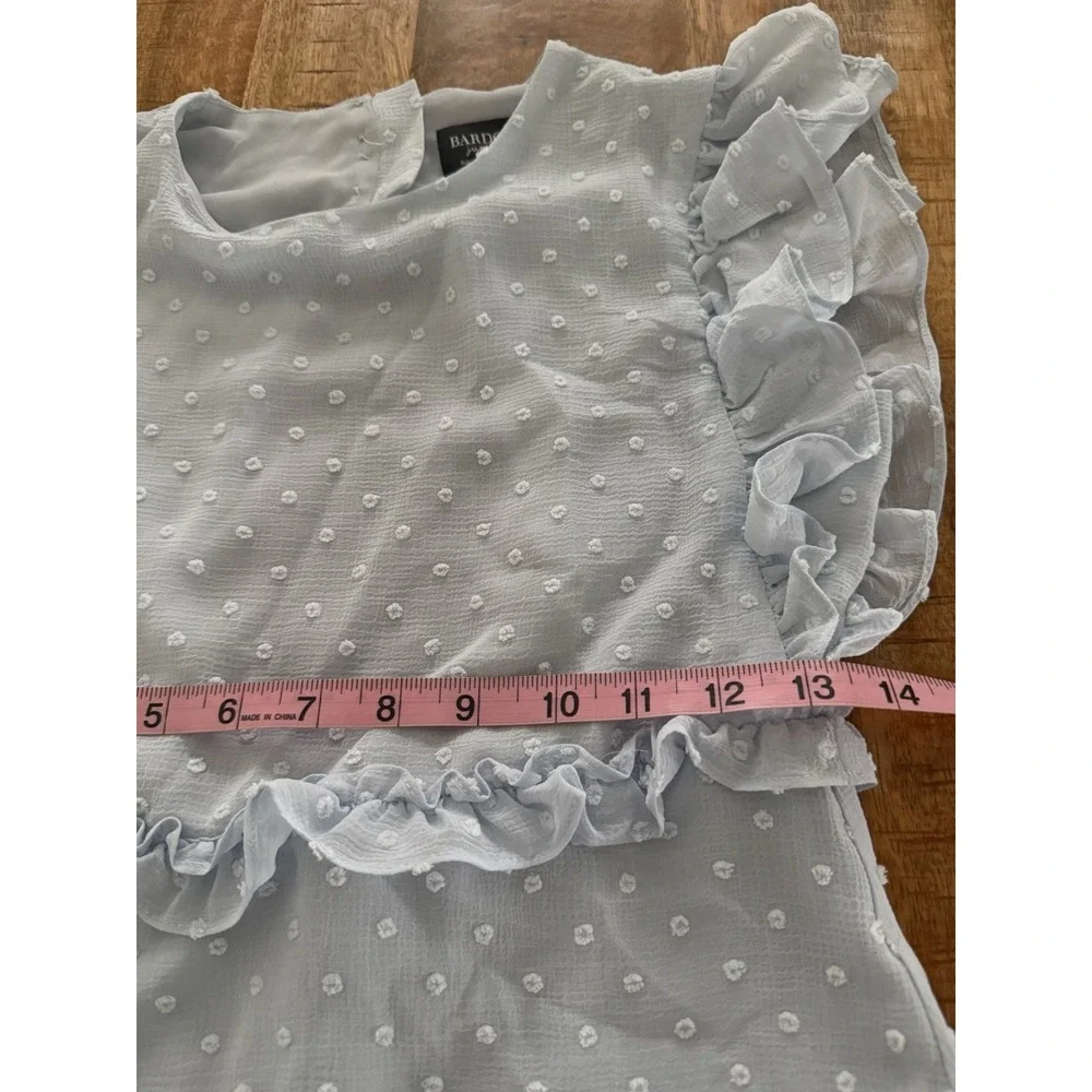 Bardot Junior Blue Swiss Dot Tiered Ruffle Dress Girls Size 14 Wedding Party